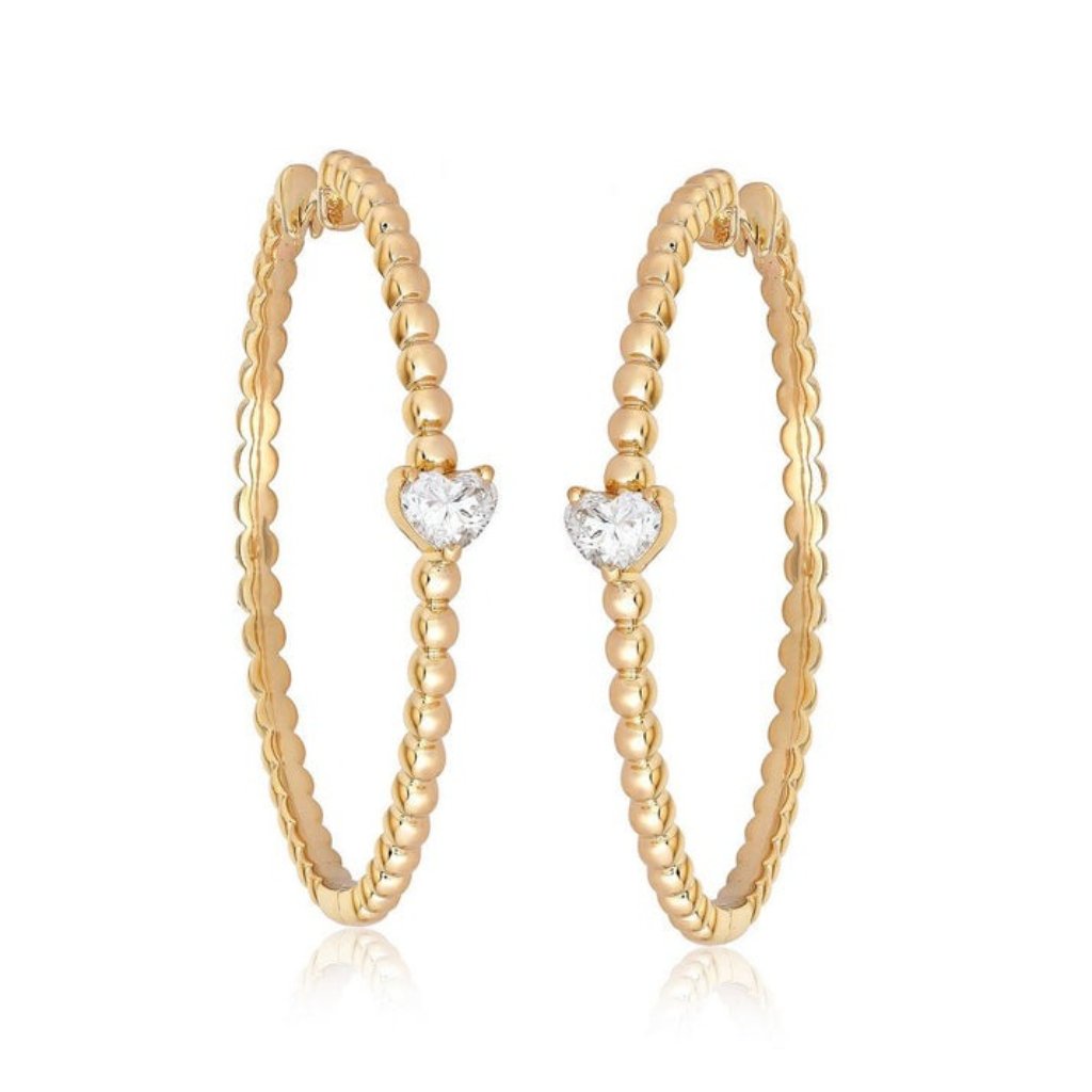 Two Diamond 14k Or 18k Upon Request Yellow Gold Empress Hoop Earrings 3010$
